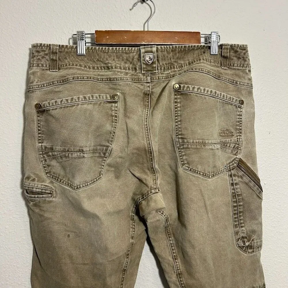 KUHL The Law Pants Mens 38x32 Heavyweight Canvas Distressed Rugged Patina Dye